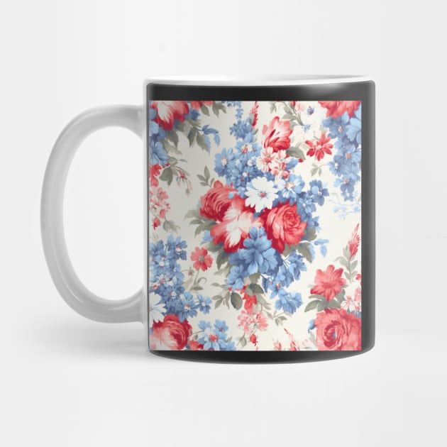 Red White and Blue Patriotic Shabby Floral by VintageFlorals